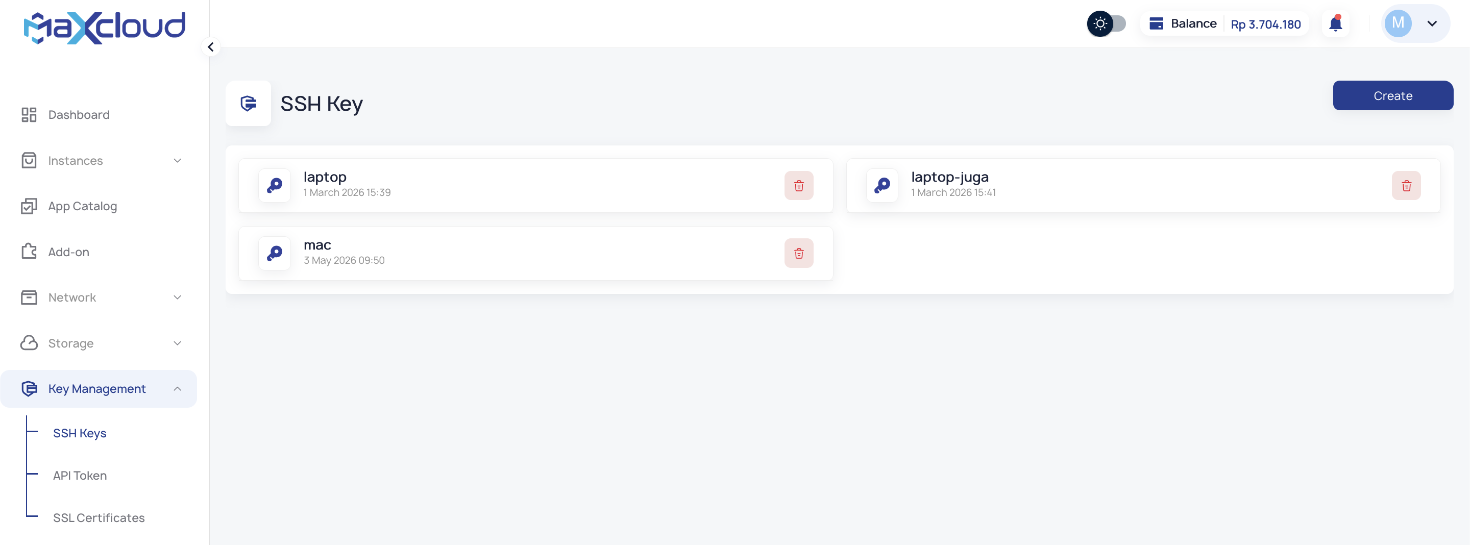 list-ssh-key